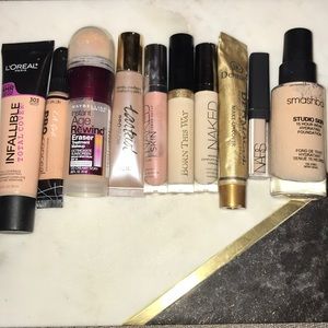•Foundations, Concealers, Liquid Highlighters•